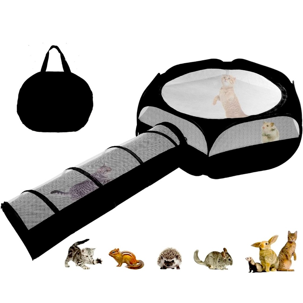Animal playpen with tunnel